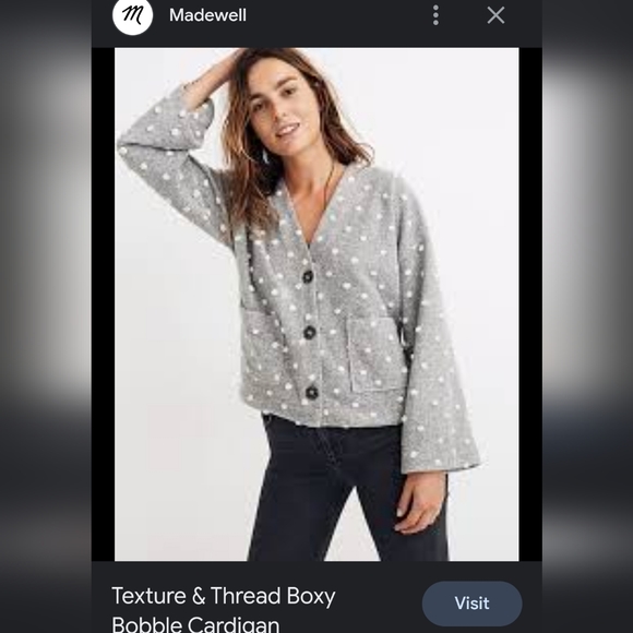 Madewell NWT Boxy Bobble Cardigan Texture and Thread XS w/ pockets LAST SALE - Picture 2 of 13